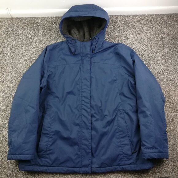 LL Bean Coat Winter Warmer Jacket Sherpa Lined Quilted Blue Womens 1X - Picture 1 of 8